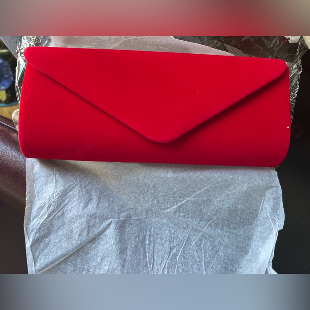 Brand New - Vibrant Red Clutch Purse w/ strap